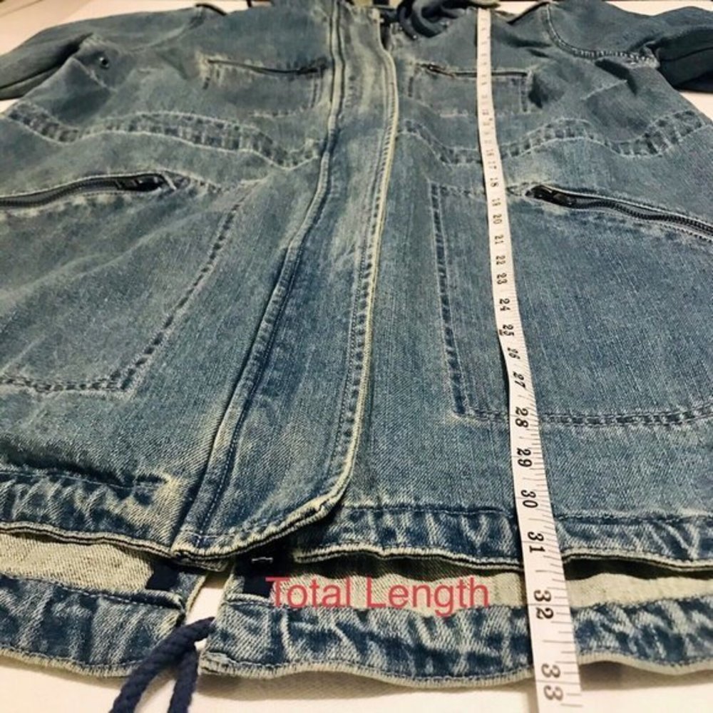 Ellos Women's Hooded‎ Anorak Denim Jacket - 12, Medium Stonewash - Picture 10 of 12